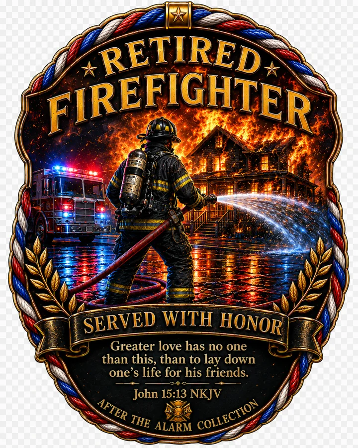 Retired Firefighter Tribute Shirt full back design